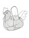 Tradineur - Huevera metálica con forma de gallina y asas 26 x 33 x 23 cm, cesta, recipiente para guardar huevos, decoración orig