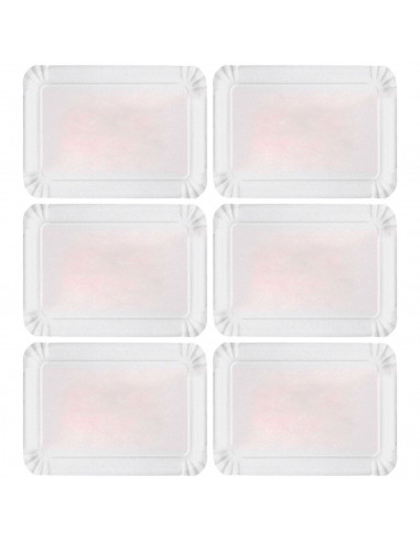 Tradienur - Pack de 6 bandejas con blondas rojas rectangular - Fabricación de cartón que incluyen blondas caladas 100% reciclabl