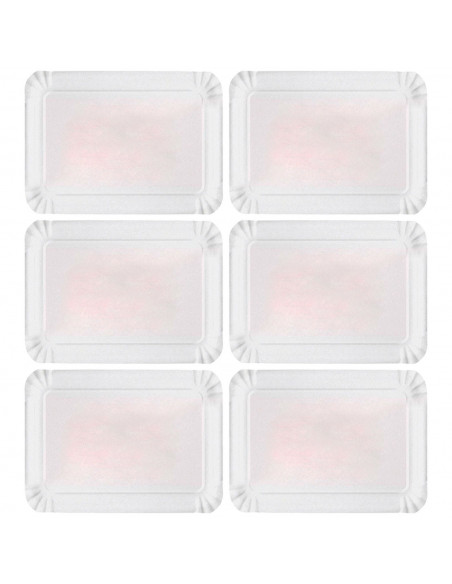 Tradienur - Pack de 6 bandejas con blondas rojas rectangular - Fabricación de cartón que incluyen blondas caladas 100% reciclabl