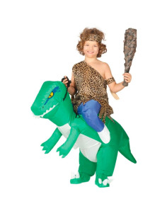 Tradineur - Disfraz infantil de dinosaurio hinchable, poliéster 100%, incluye mono e inflador, atuendo de carnaval, Halloween, c