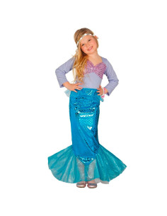Tradineur - Disfraz de sirena infantil, poliéster 100%, incluye camiseta y falda, atuendo de carnaval, Halloween, cosplay (Niña,
