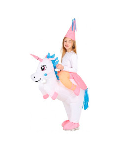 Tradineur - Disfraz infantil de unicornio hinchable, poliéster 100%, incluye traje e inflador, atuendo de carnaval, Halloween, c
