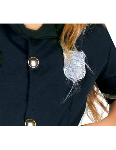 Tradineur - Disfraz de policía niña, poliéster 100%, incluye gorra, vestido y cinturón, atuendo infantil de carnaval, Halloween,