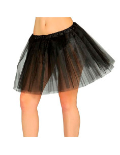 Tradineur - Tutú de poliéster para adulto, complemento para disfraz de carnaval, Halloween, cosplay, bailarina, ballet (Negro, 4