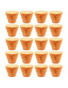Tradineur - Pack de 20 tapones de corcho para botellas - Forma de Cono - Ideal para garrafas, botes, frascos, bar, restaurante,