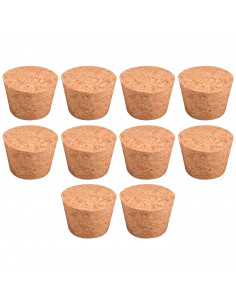 Tradineur - Pack de 10 tapones de corcho para botellas - Forma de Cono - Ideal para garrafas, botes, frascos, bar, restaurante,