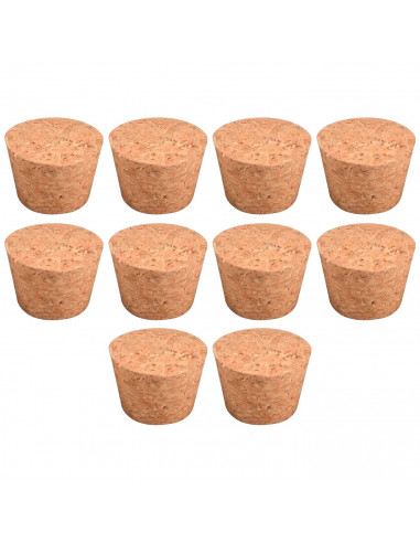 Tradineur - Pack de 10 tapones de corcho para botellas - Forma de Cono - Ideal para garrafas, botes, frascos, bar, restaurante,