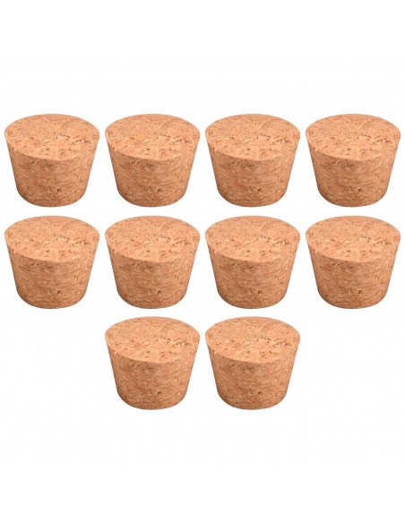 Tradineur - Pack de 10 tapones de corcho para botellas - Forma de Cono - Ideal para garrafas, botes, frascos, bar, restaurante,