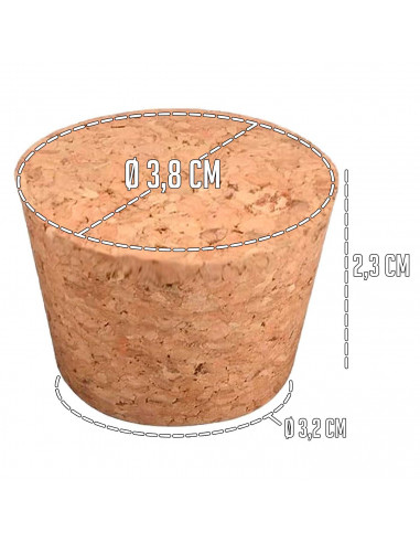 Tradineur - Pack de 10 tapones de corcho para botellas - Forma de Cono - Ideal para garrafas, botes, frascos, bar, restaurante,