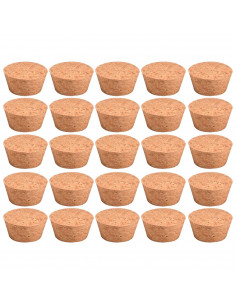 Tradineur - Pack de 25 tapones de corcho para botellas - Forma de Cono - Ideal para garrafas, botes, frascos, bar, restaurante,