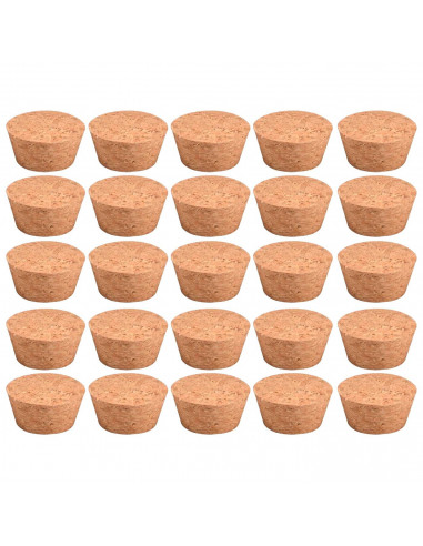 Tradineur - Pack de 25 tapones de corcho para botellas - Forma de Cono - Ideal para garrafas, botes, frascos, bar, restaurante,