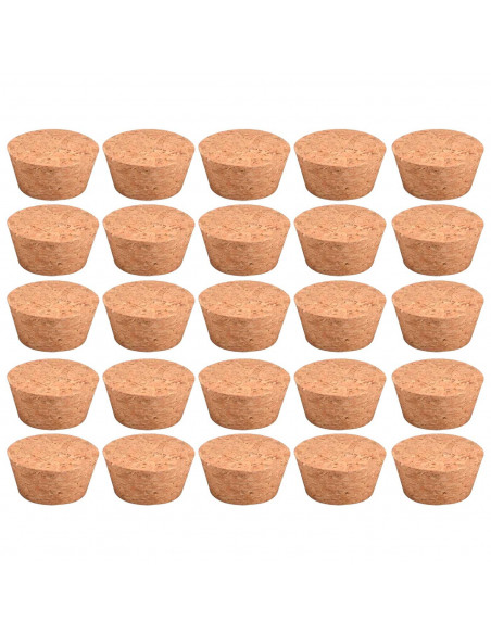 Tradineur - Pack de 25 tapones de corcho para botellas - Forma de Cono - Ideal para garrafas, botes, frascos, bar, restaurante,