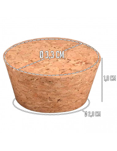 Tradineur - Pack de 25 tapones de corcho para botellas - Forma de Cono - Ideal para garrafas, botes, frascos, bar, restaurante,