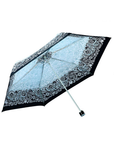 Tradineur - Paraguas plegable estampado de mujer, poliéster, apertura manual, 6 varillas de aluminio/fibra, compacto, viaje, 56