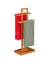 Tradineur - Toallero de pie de 2 Niveles - Fabricado en Bambú - Diseño Rectangular y resistente a la humedad - 37 x 25 x 85 cm