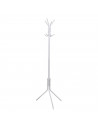 Tradineur - Perchero de pie metálico blanco 8 ganchos 170 x 48 cm. Soporte para abrigos y sombreros, estilo minimalista, para re