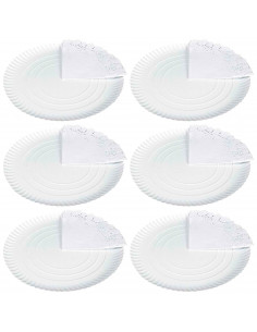 Tradienur - Pack de 6 bandejas y blondas redondas - Fabricación de cartón que incluyen blondas caladas 100% reciclables - Apto p