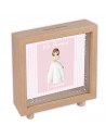Tradineur - Hucha de Primera Comunión, madera y cristal estampado, personalizable con foto de 13,3 x 13,3 cm, regalo orignal, 16