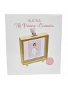 Tradineur - Hucha de Primera Comunión, madera y cristal estampado, personalizable con foto de 13,3 x 13,3 cm, regalo orignal, 16