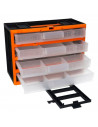 Tradineur - Caja organizadora de herramientas, clasificador con 4 cajones transparentes, cajonera plástico, módulo, estante para