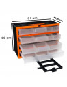 Tradineur - Caja organizadora de herramientas, clasificador con 4 cajones transparentes, cajonera plástico, módulo, estante para