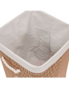 Tradineur - Cesto plegable rectangular de bambú para ropa sucia, 1 compartimento, incluye asas, tapa y bolsa de tela extraíble y