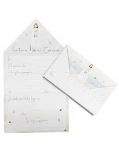 Tradineur - Pack de 40 invitaciones con diseño de sobre para Primera Comunión, papel, invitar familia, amigos, fiestas, celebrac