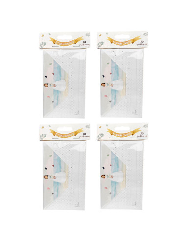 Tradineur - Pack de 40 invitaciones con diseño de sobre para Primera Comunión, papel, invitar familia, amigos, fiestas, celebrac