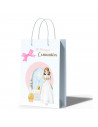 Tradineur - Pack de 12 bolsas pequeñas de papel para Primera Comunión, incluyen lazo rosa, guardar regalos, fiestas, celebracion
