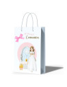 Tradineur - Pack de 12 bolsas medianas de papel para Primera Comunión, incluyen lazo rosa, guardar regalos, fiestas, celebracion