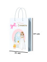 Tradineur - Pack de 12 bolsas medianas de papel para Primera Comunión, incluyen lazo rosa, guardar regalos, fiestas, celebracion