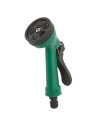 Tradineur - Manguera de riego con espiral + Pistola de Riego - Longitud de 15 Metros - 5 Modos de Riego - Adaptador ABS para gri