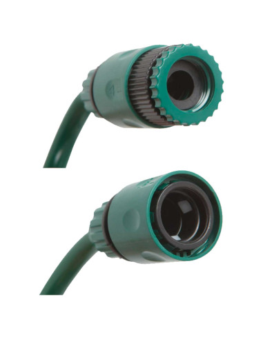 Tradineur - Manguera de riego con espiral + Pistola de Riego - Longitud de 15 Metros - 5 Modos de Riego - Adaptador ABS para gri