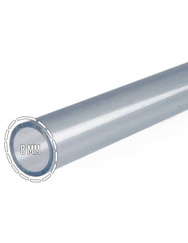 Tradineur - Tubo Transparente de 15 Metros - Diámetro de 8 mm - Fabricado en PVC - Ideal para uso doméstico, industrial o agríco
