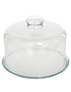 Tradineur - Quesera redonda con base y tapa de cristal, recipiente para guardar quesos o embutidos, presentación de alimentos, Ø
