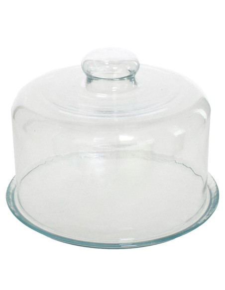 Tradineur - Quesera redonda con base y tapa de cristal, recipiente para guardar quesos o embutidos, presentación de alimentos, Ø