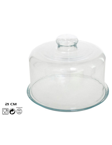 Tradineur - Quesera redonda con base y tapa de cristal, recipiente para guardar quesos o embutidos, presentación de alimentos, Ø