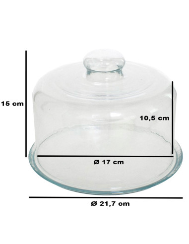 Tradineur - Quesera redonda con base y tapa de cristal, recipiente para guardar quesos o embutidos, presentación de alimentos, Ø