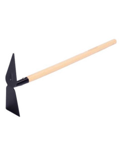 Tradineur - Azada doble con mango de madera, cabezal con borde afilado, diseño templado y forjado, 347 g, ideal para agricultura