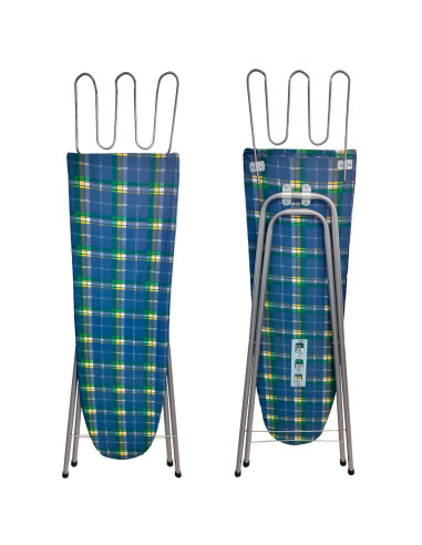 Tradineur - Tabla de planchar de madera con patas metálicas, tela 100% algodón, altura regulable, soporte para plancha y patas a