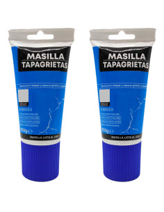 Tradineur - Pack de 2 tubos de masilla tapagrietas, retapado de grietas, reparación agujeros, uso interior, albañilería, bricola