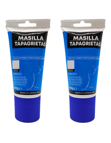 Tradineur - Pack de 2 tubos de masilla tapagrietas, retapado de grietas, reparación agujeros, uso interior, albañilería, bricola