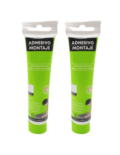 Tradineur - Pack de 2 tubos de adhesivo de montaje, pegamento de encolar, resistente a temperaturas extremas, uso exterior - 75