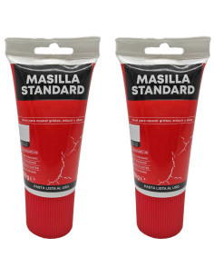 Tradineur - Pack de 2 tubos de masilla standard, reparar grietas, enlucidos, alisado, reparación agujeros, uso interior, albañil