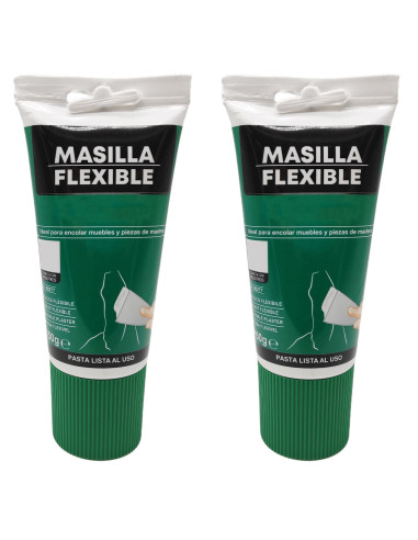 Tradineur - Pack de 2 tubos de masilla flexible, encolar muebles y piezas de madera, soportes absorbentes, uso exterior, albañil