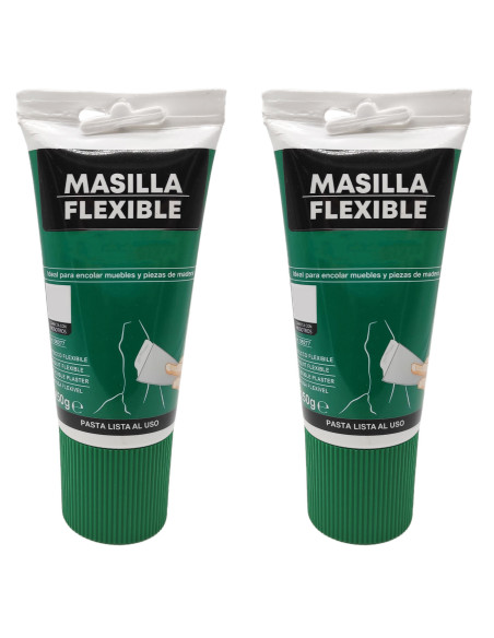 Tradineur - Pack de 2 tubos de masilla flexible, encolar muebles y piezas de madera, soportes absorbentes, uso exterior, albañil