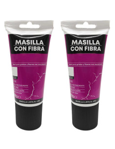 Tradineur - Pack de 2 tubos de masilla con fibra, retapado, reparación de grietas, fisuras en movimiento, uso exterior, albañile