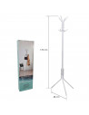 Tradineur - Perchero de pie metálico blanco 8 ganchos 170 x 48 cm. Soporte para abrigos y sombreros, estilo minimalista, para re