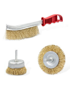 Tradineur - Set de cepillos de alambre para taladro, atornillador - Cepillos de acero para madera y metal - Lijado y pulido, eli