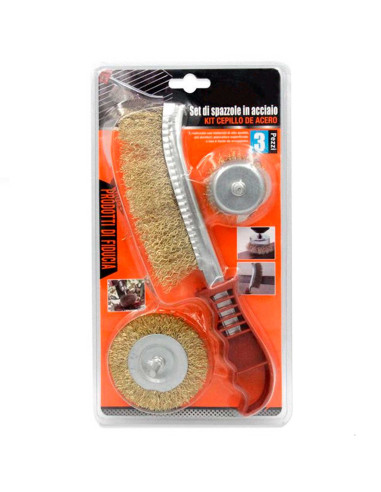 Tradineur - Set de cepillos de alambre para taladro, atornillador - Cepillos de acero para madera y metal - Lijado y pulido, eli